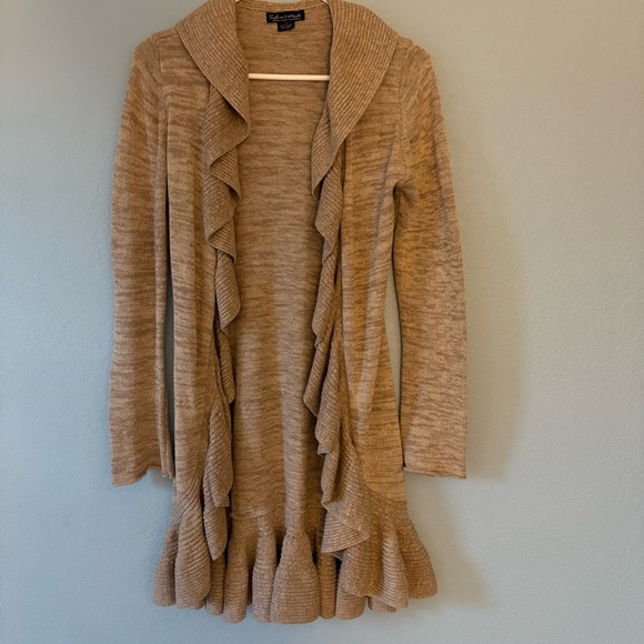 Sylvie & Mado Sweaters - Sylvie & Mado Mill Valley Ca. Knit Ruffle Open Cardigan